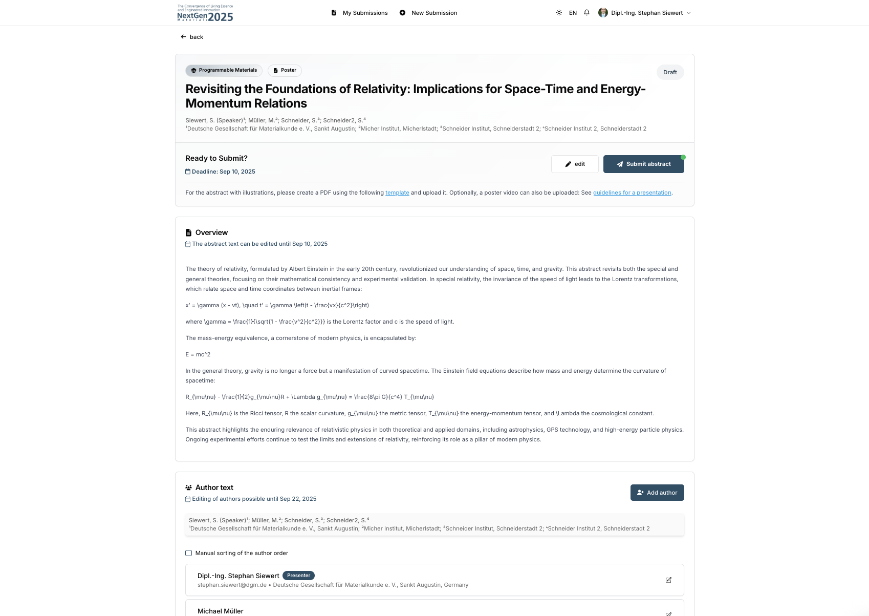 Abstract-Einreichung